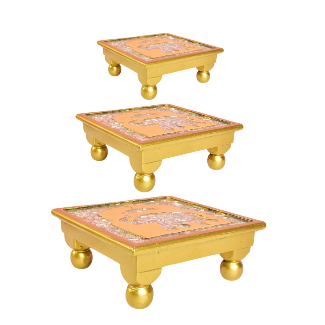 Elephant Chowki Set Of 3