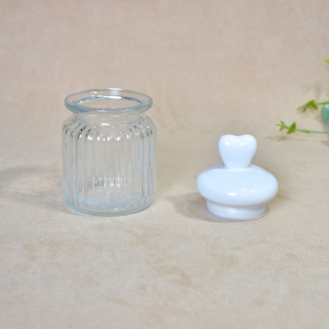 Ceramic Jar With Heart Lid Set Of 3