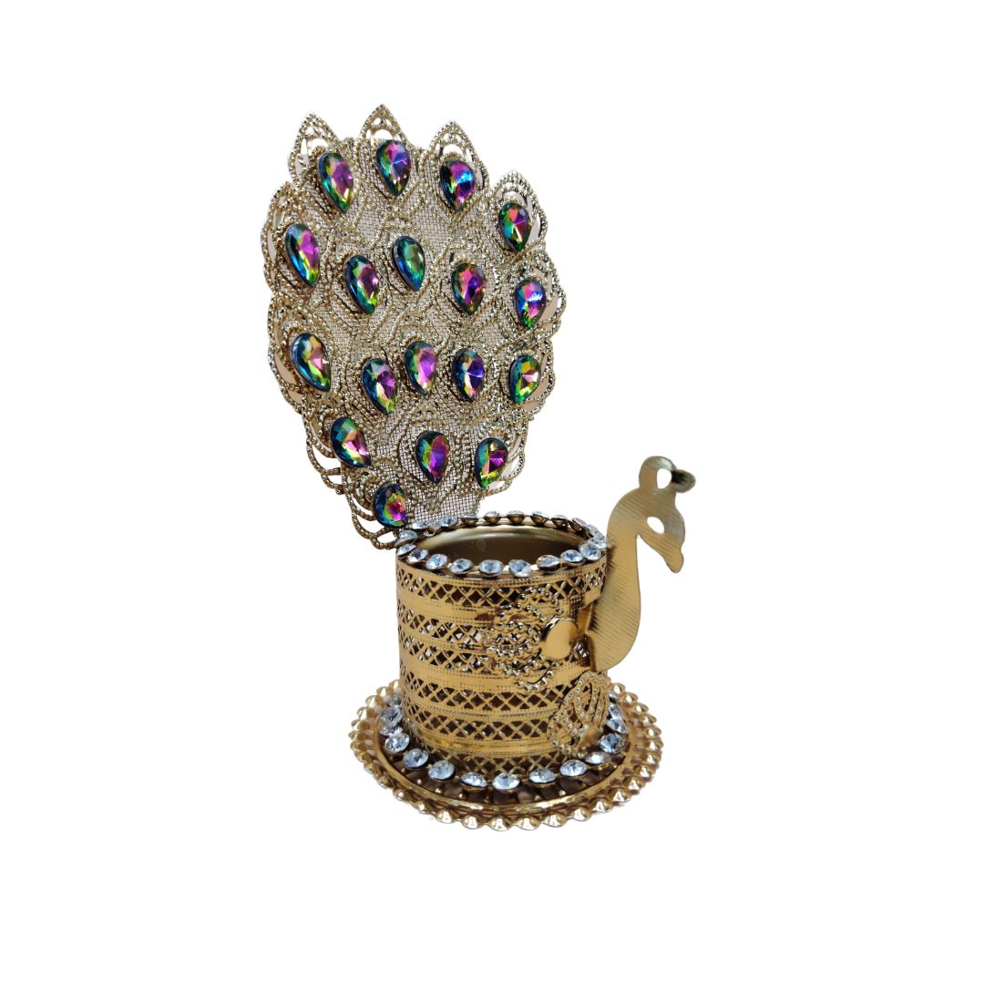 Peacock  Tea Light Holder Set Of 2