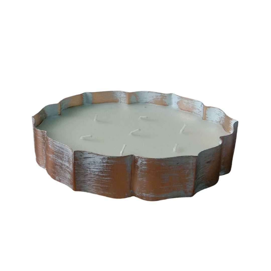 Scalloped Copper & Silver Finish URLI WITH  WAX - 6"