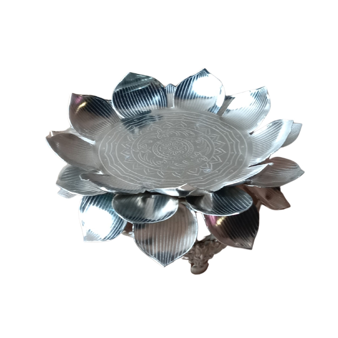 Silver Plated Lotus Singhasan with Lacquer Finish | Divine Festive Gift Box