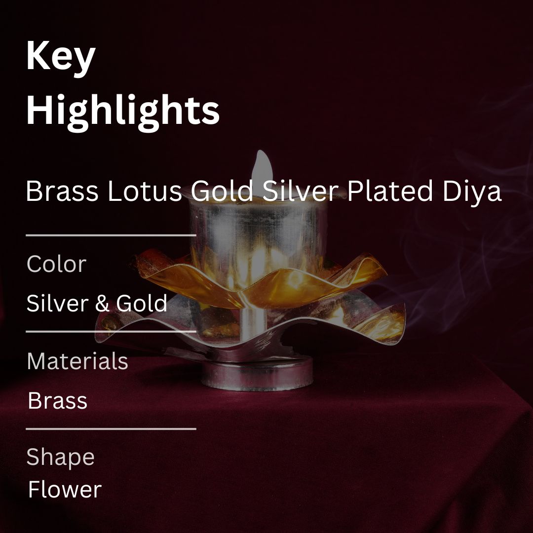 Brass Lotus Gold Silver Plated Diya