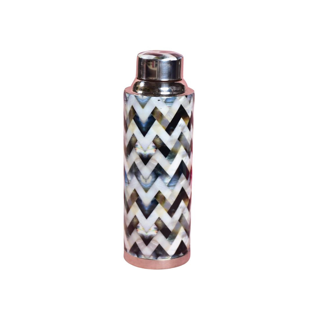 Stainless Steel Copper Insulated Chevron Print & Enamel Bottle Large - 1000 ml