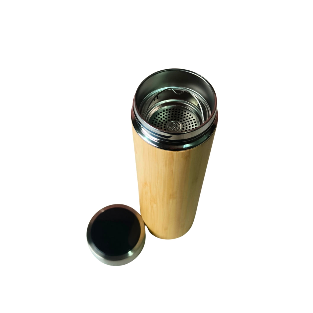 Bamboo Stainless Steel Bottle With Temperature Measure(750ml)
