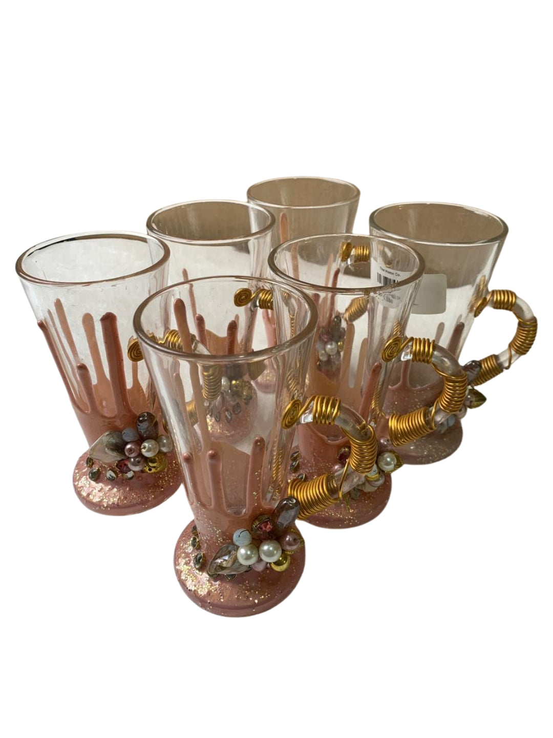 Pink Resin Mocktail Filigree Cup Set of 6