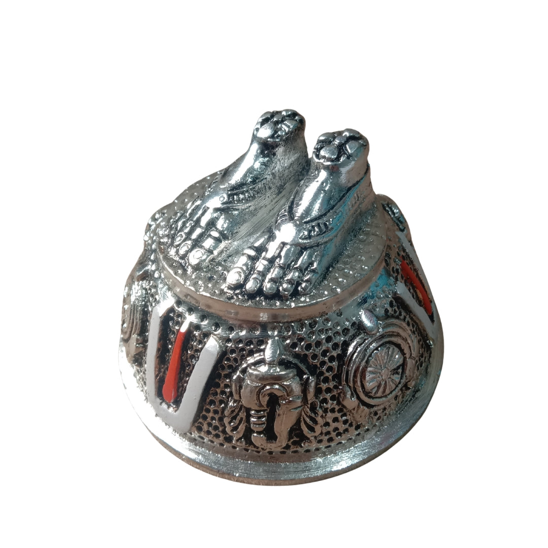 Silver Plated Laxmi Paduka in Blue Velvet Box for Auspicious Diwali Gifting