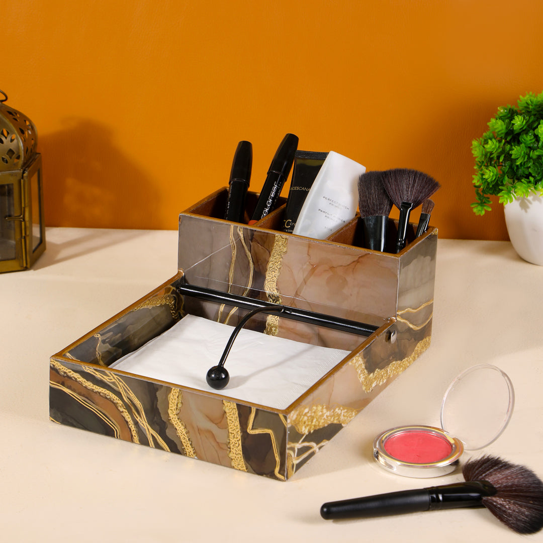Cutlery Tissue Holder - Brown Marble - The Home Co.