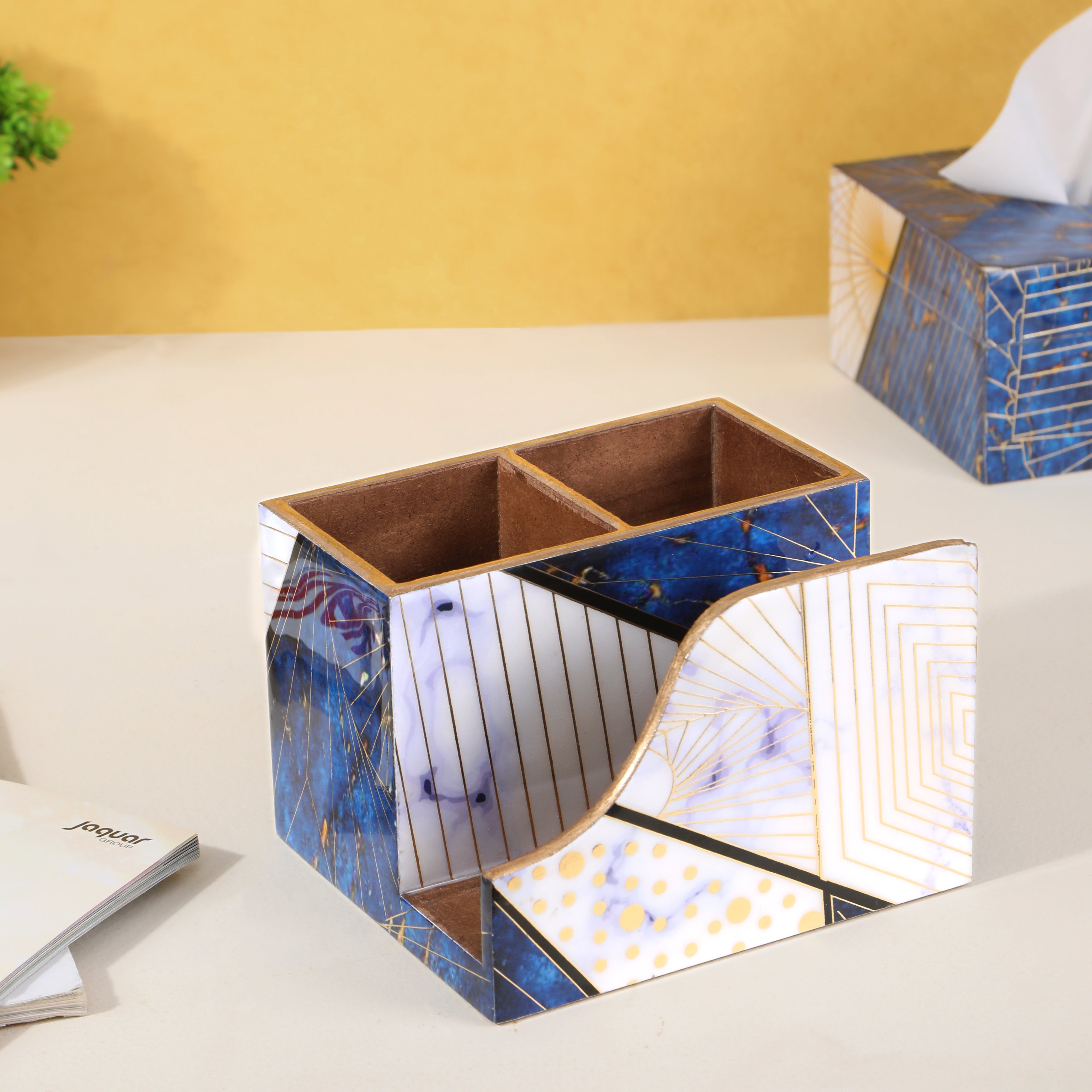 Small Cutlery Tissue Holder - Blue Triangle