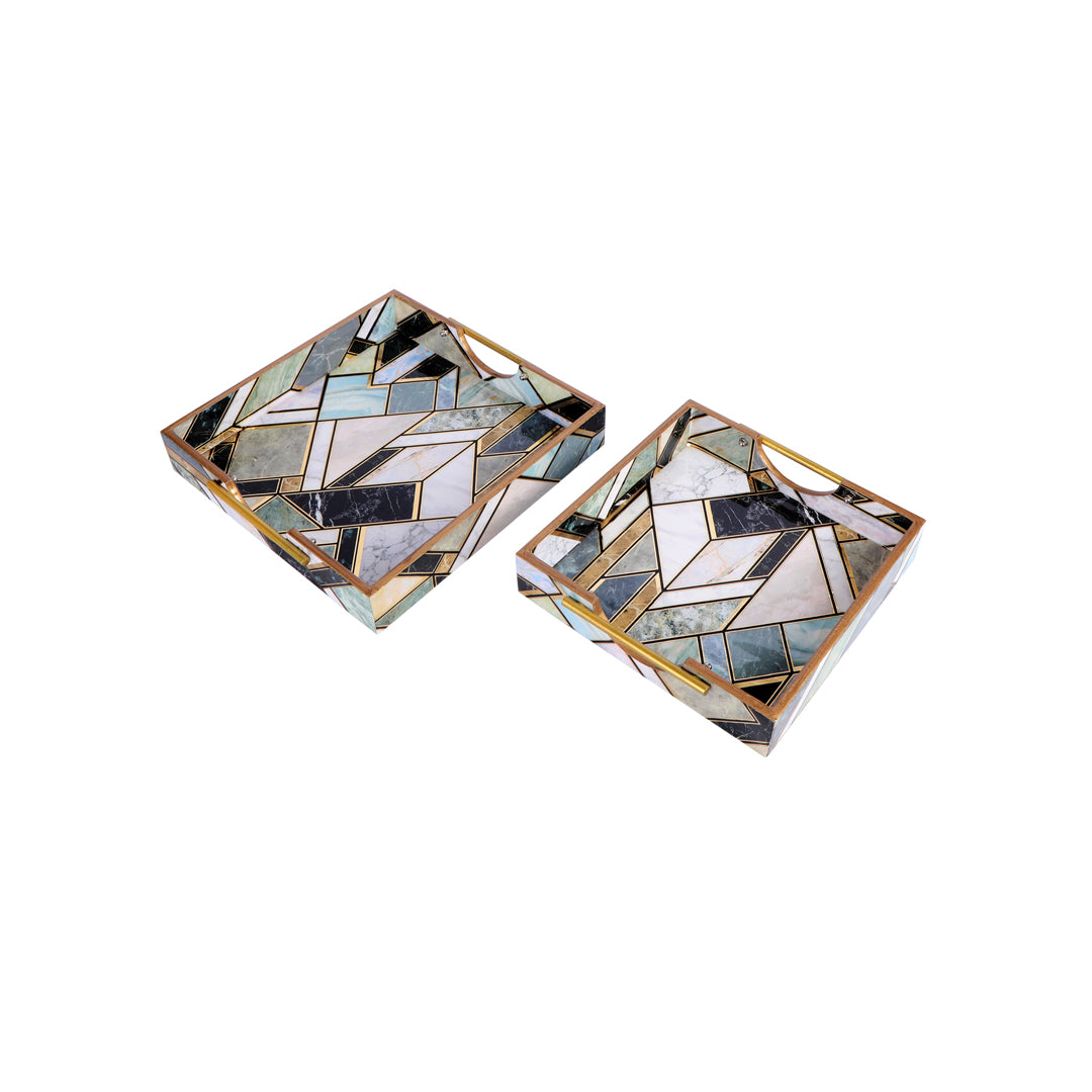 Square Tray Set Of 2 - Mosaic