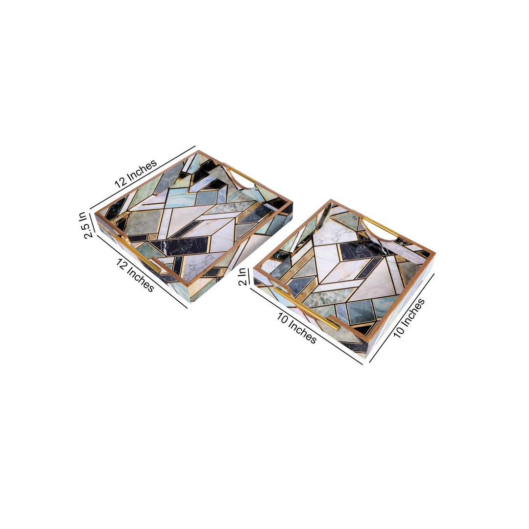 Square Tray Set Of 2 - Mosaic