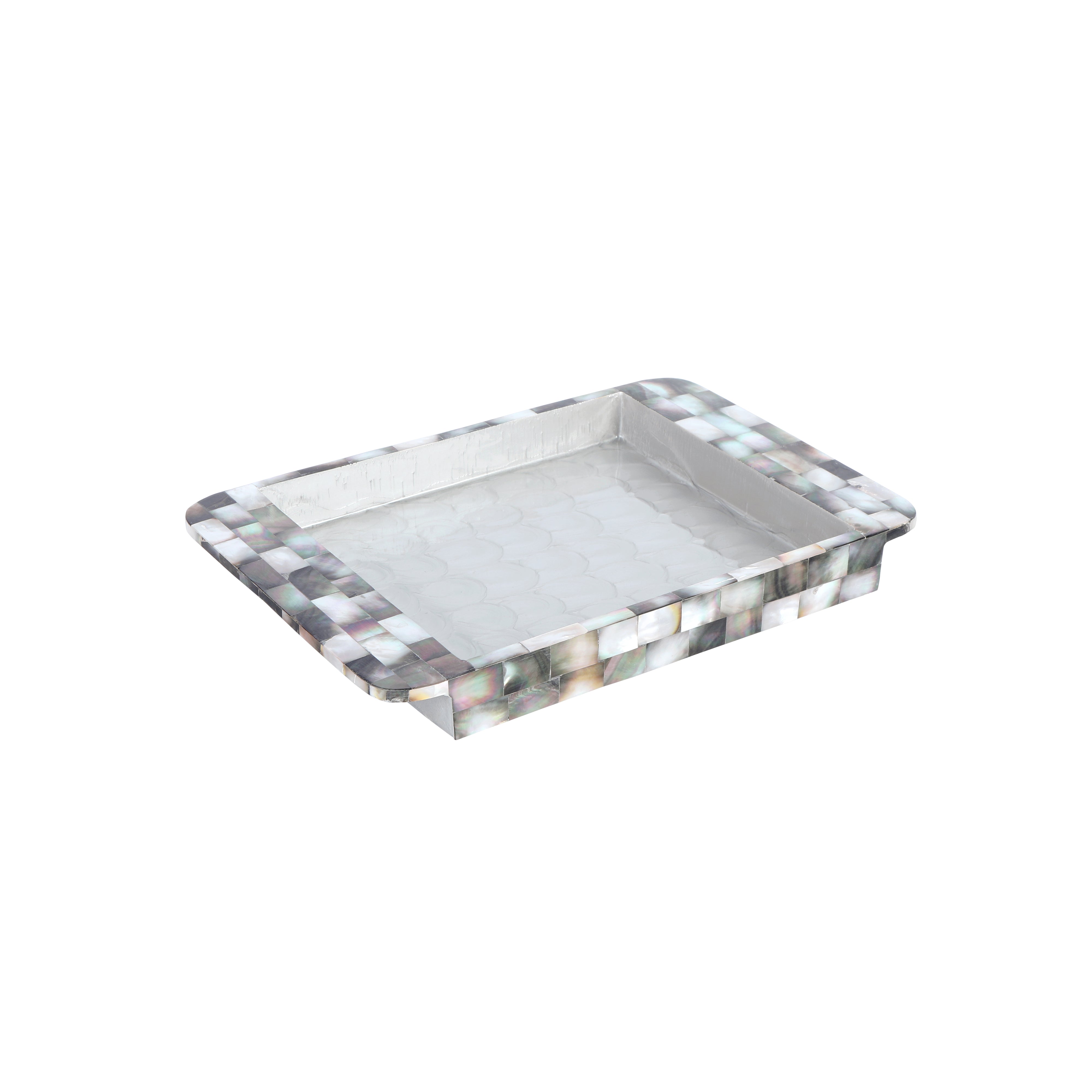 Tray Set Of 3 - Black & White Mother Of Pearl