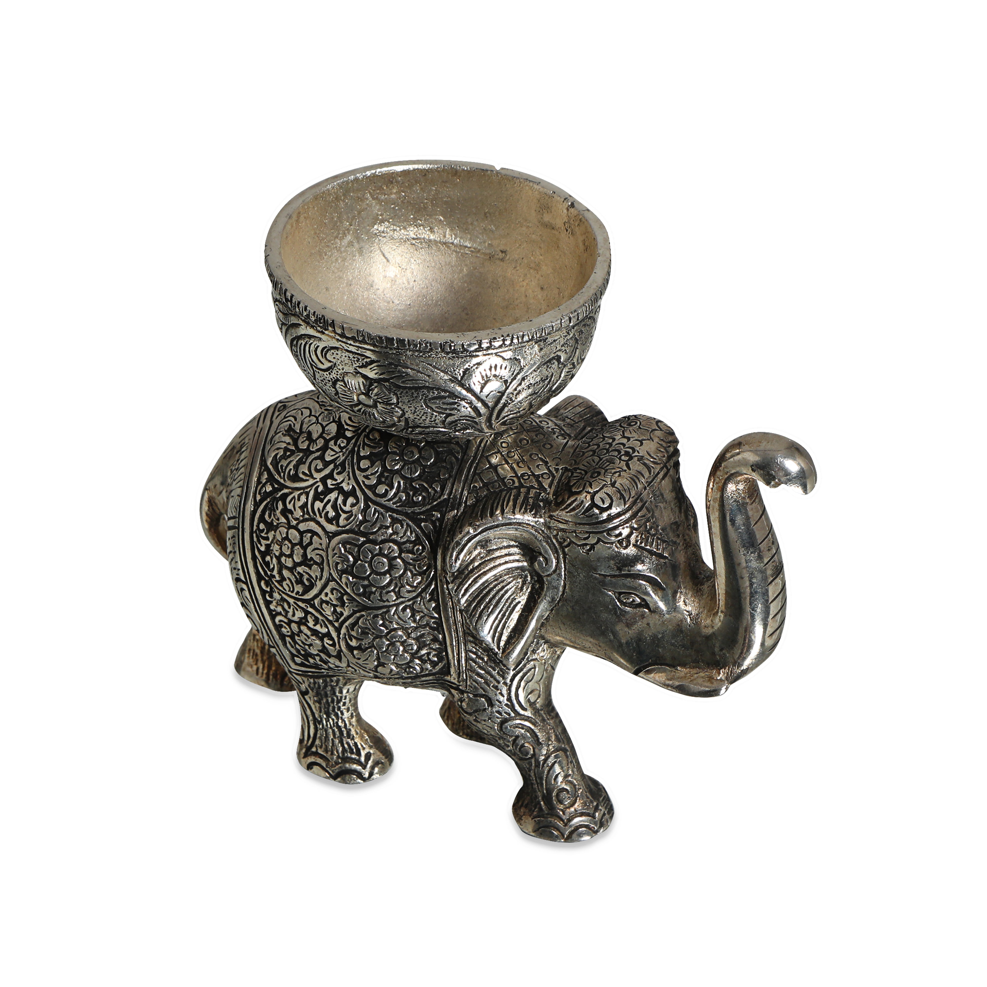 Brass Silver Plated Elephant Candlestand