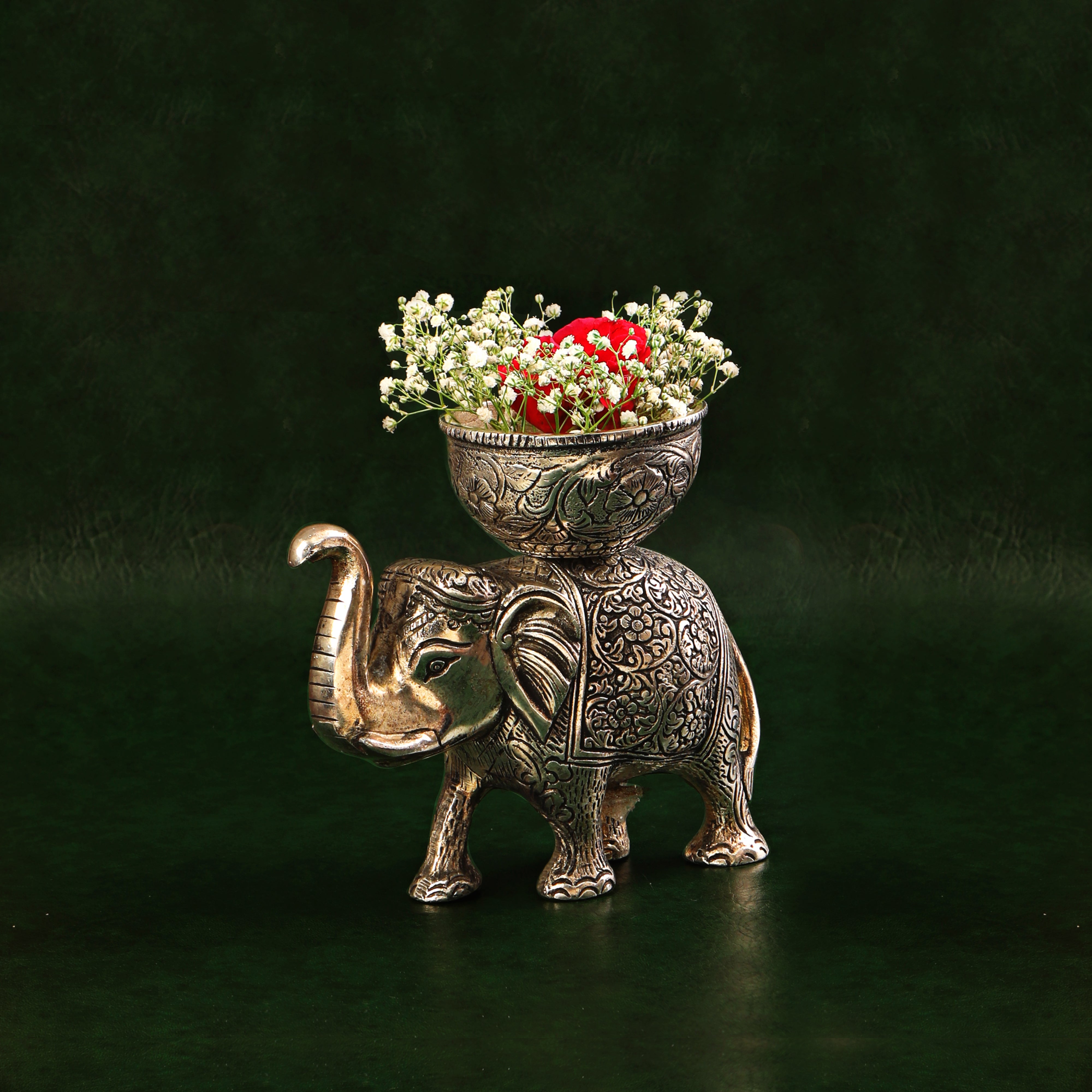 Brass Silver Plated Elephant Candlestand