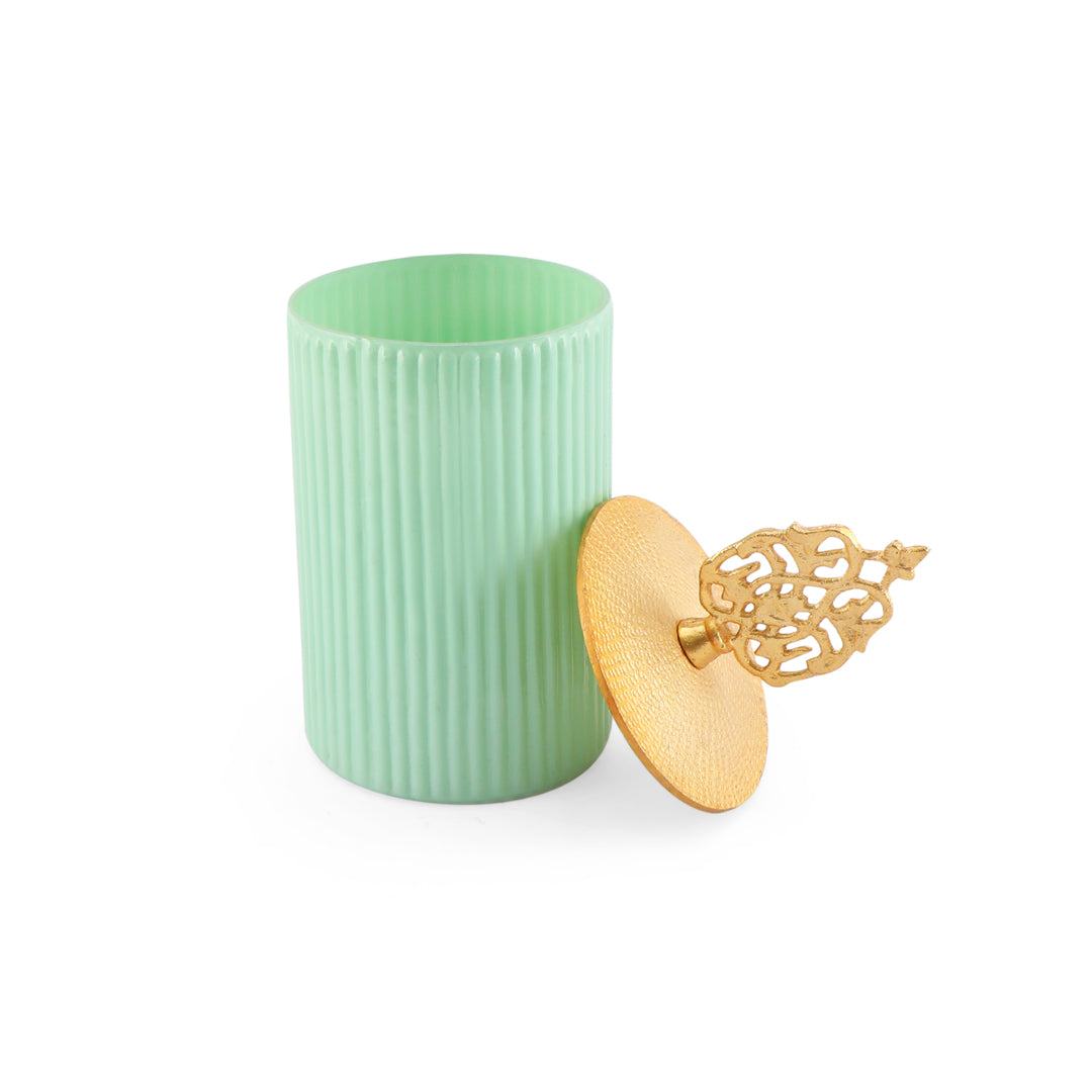 Glass Jar - Green Lining Jar Single (Medium) 3- The Home Co.