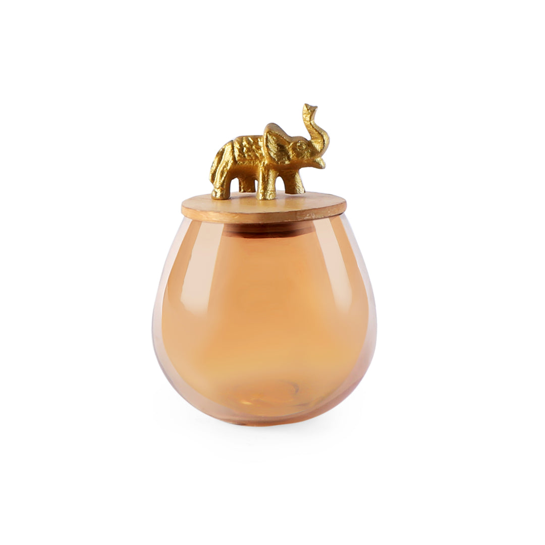 Glass Jar Elephant Wooden Lid 3- The Home Co.