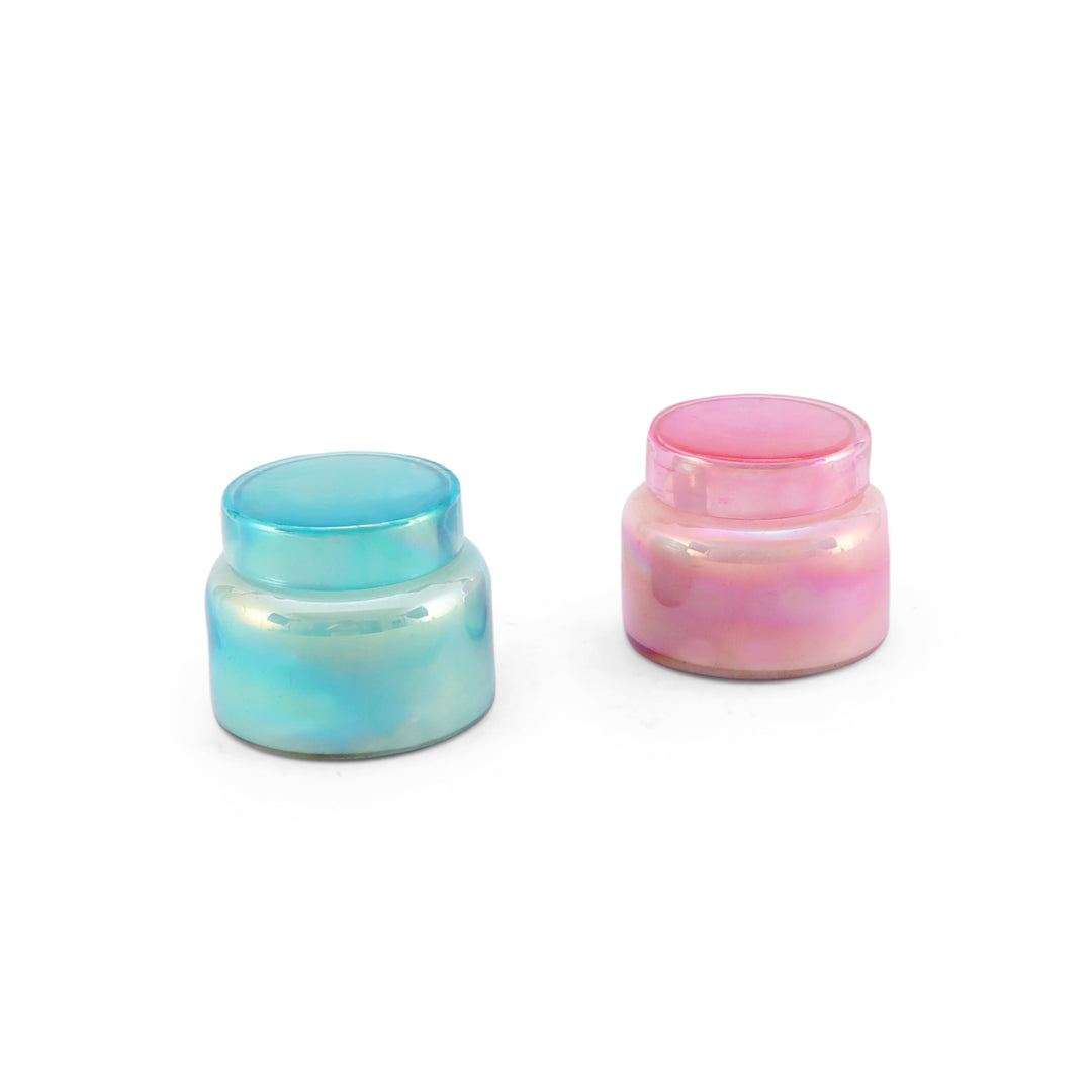 Candle Jar - Pink and Blue Set of 2 Candle Holder 3- The Home Co.