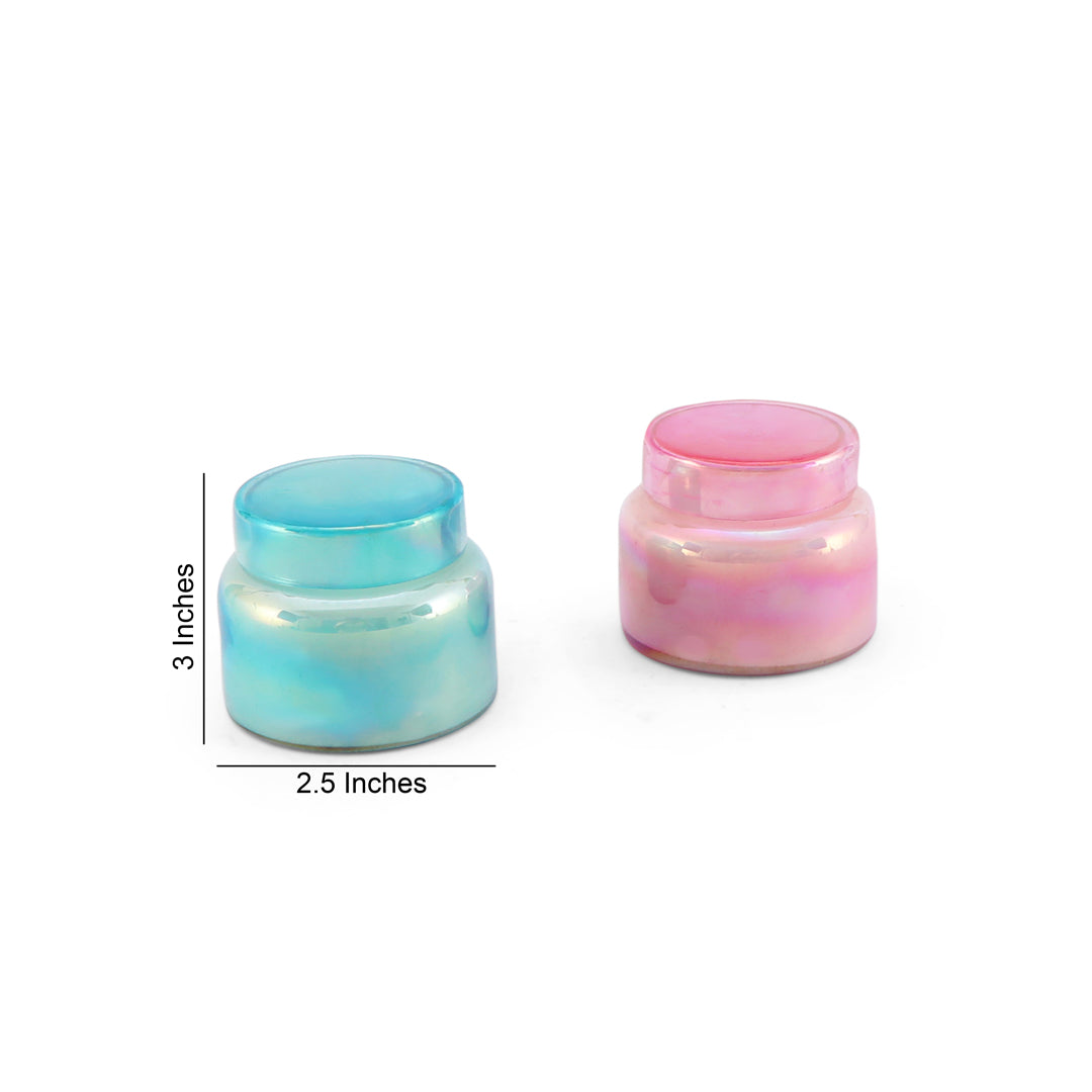 Candle Jar - Pink and Blue Set of 2 Candle Holder 5- The Home Co.