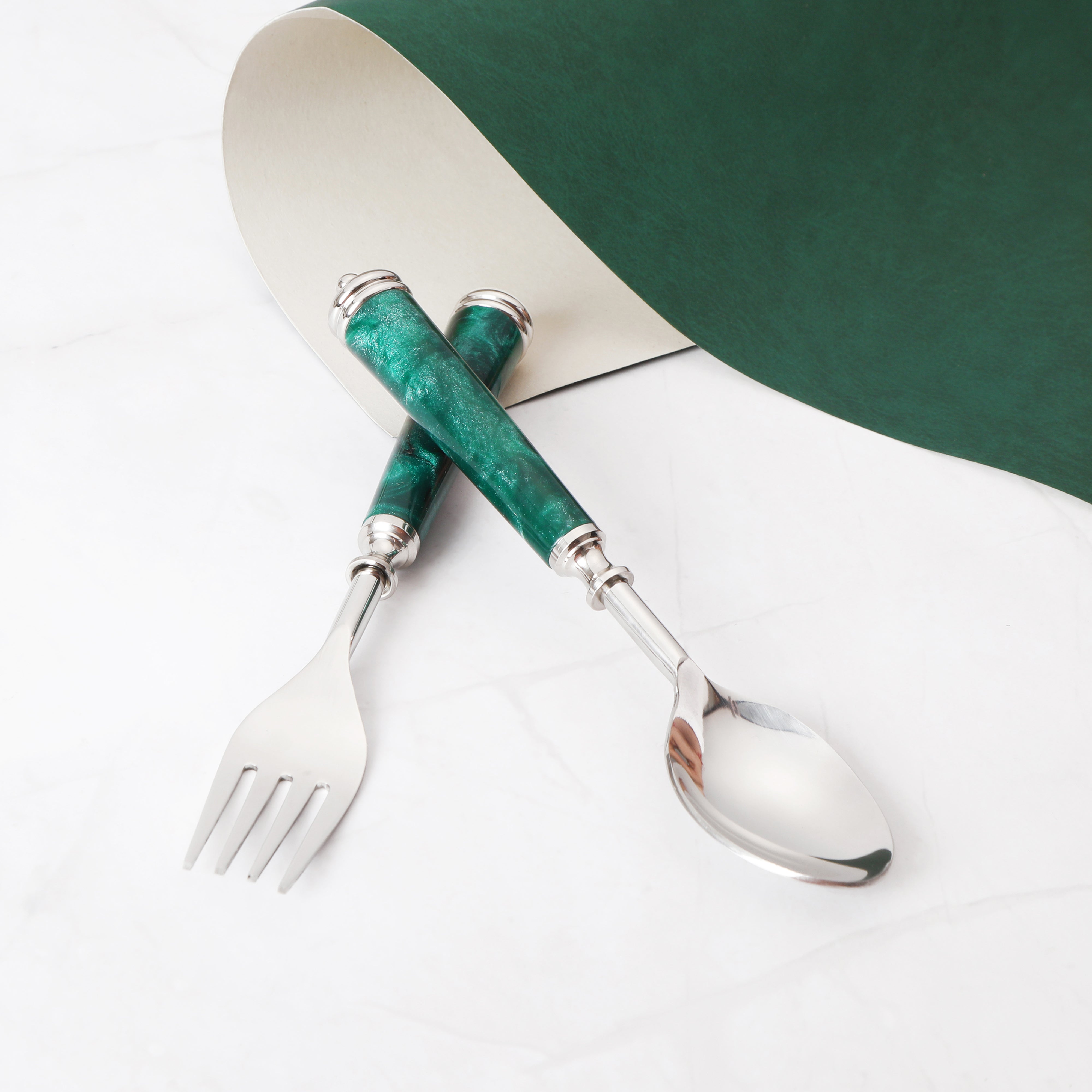 Cutlery Set of 12 - Green Resin