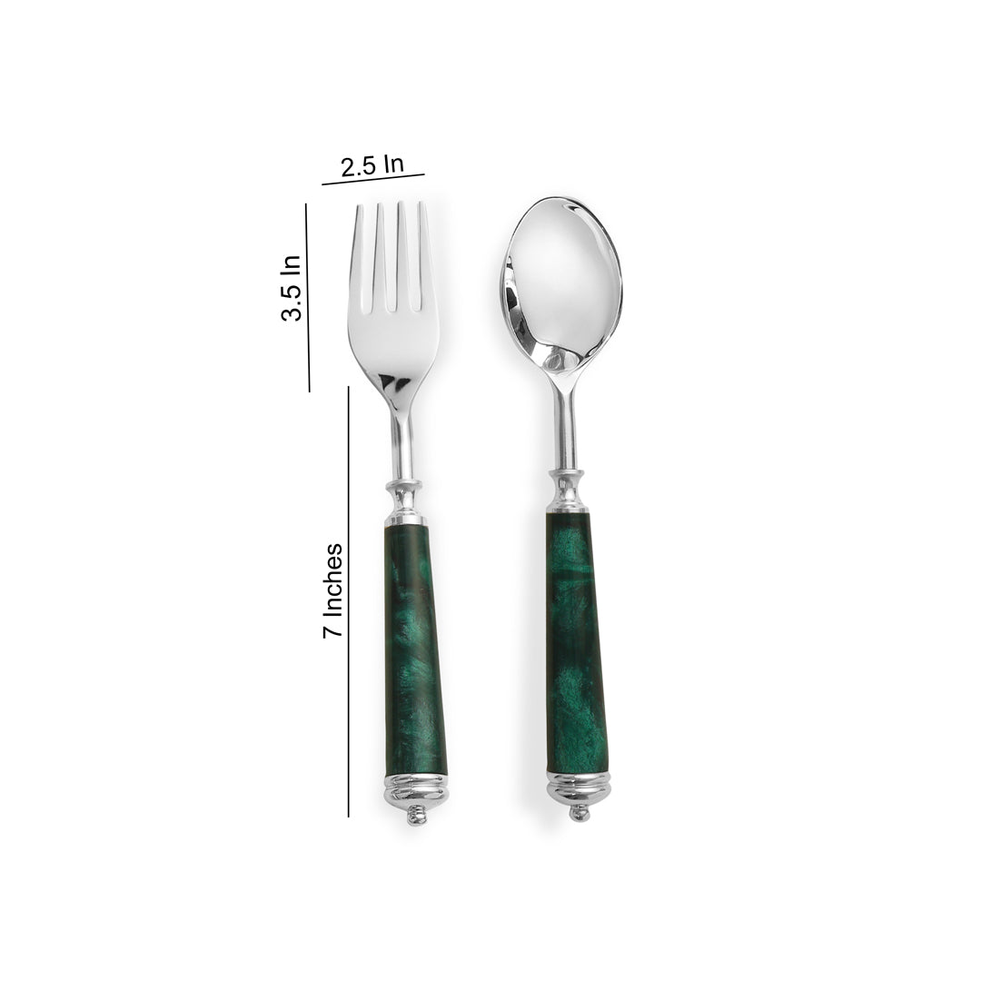 Cutlery and Serving Set - Dinner Set of 12 pieces - Green Resin - THE HOME CO. 5