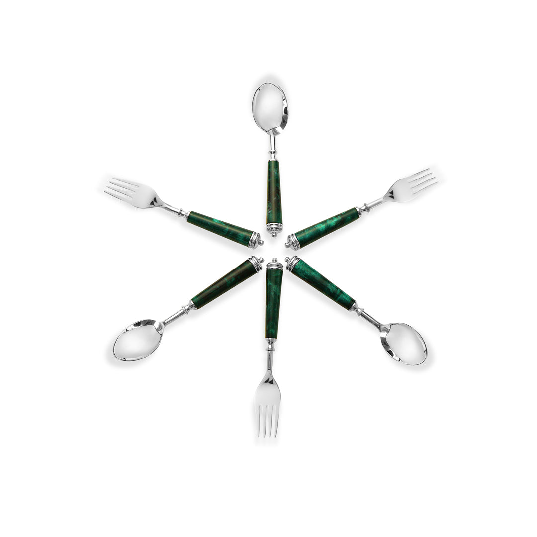 Cutlery and Serving Set - Dinner Set of 12 pieces - Green Resin - THE HOME CO. 3