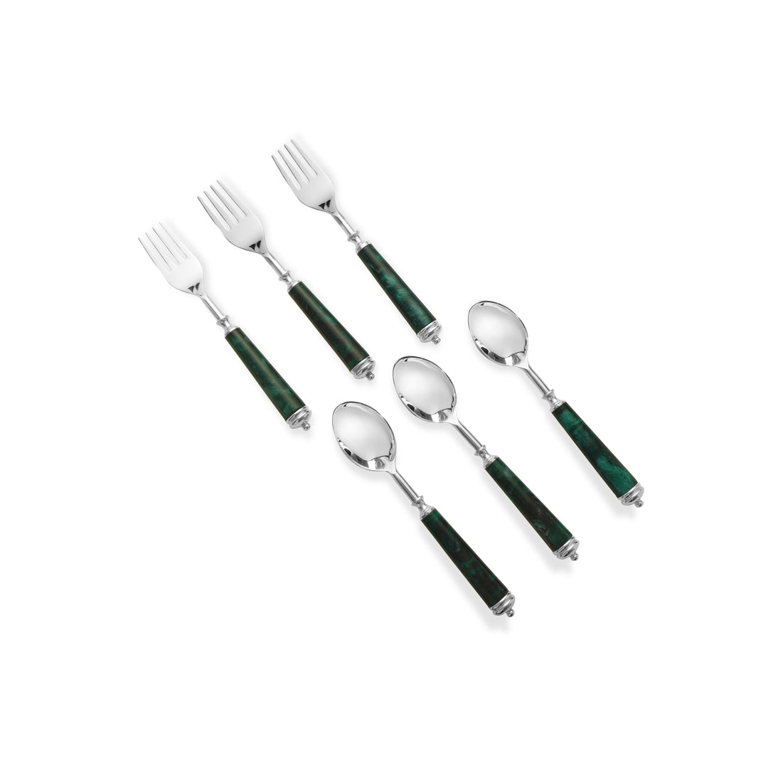 Cutlery and Serving Set - Dinner Set of 12 pieces - Green Resin - THE HOME CO.4