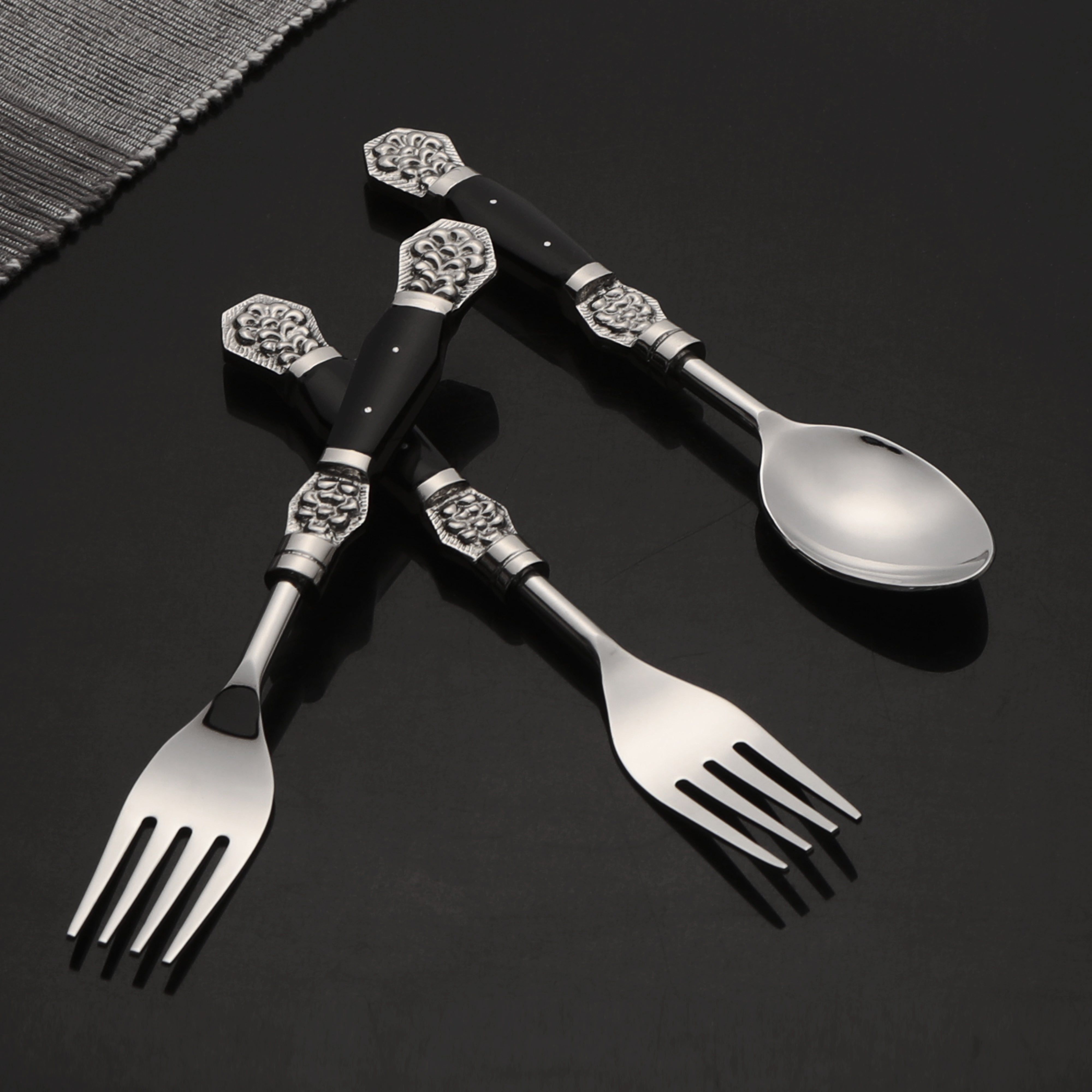 Cutlery Set of 12 - Black Resin