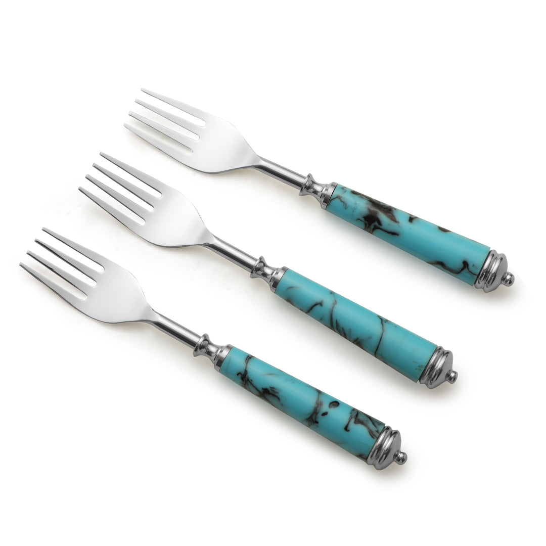Cutlery and Serving Set - Dinner Set of 12 pieces - Blue Resin - THE HOME CO. 2