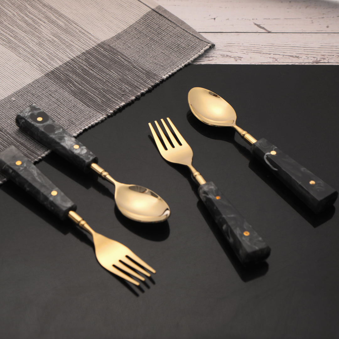 Cutlery and Serving Set - Dinner Set of 12 pieces - Grey Resin - THE HOME CO.