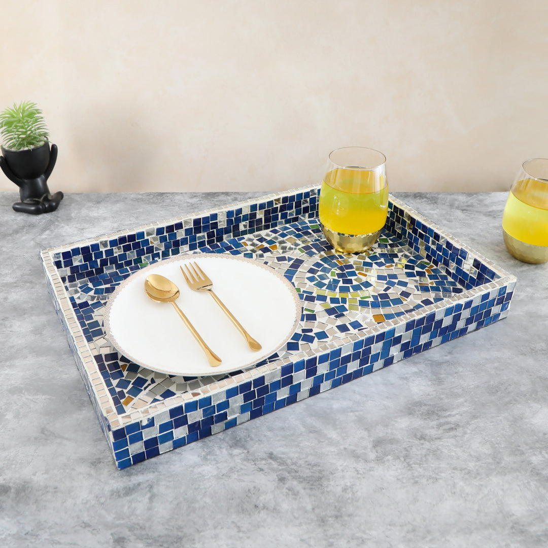 Tray - Blue Mosaic - The Home Co.