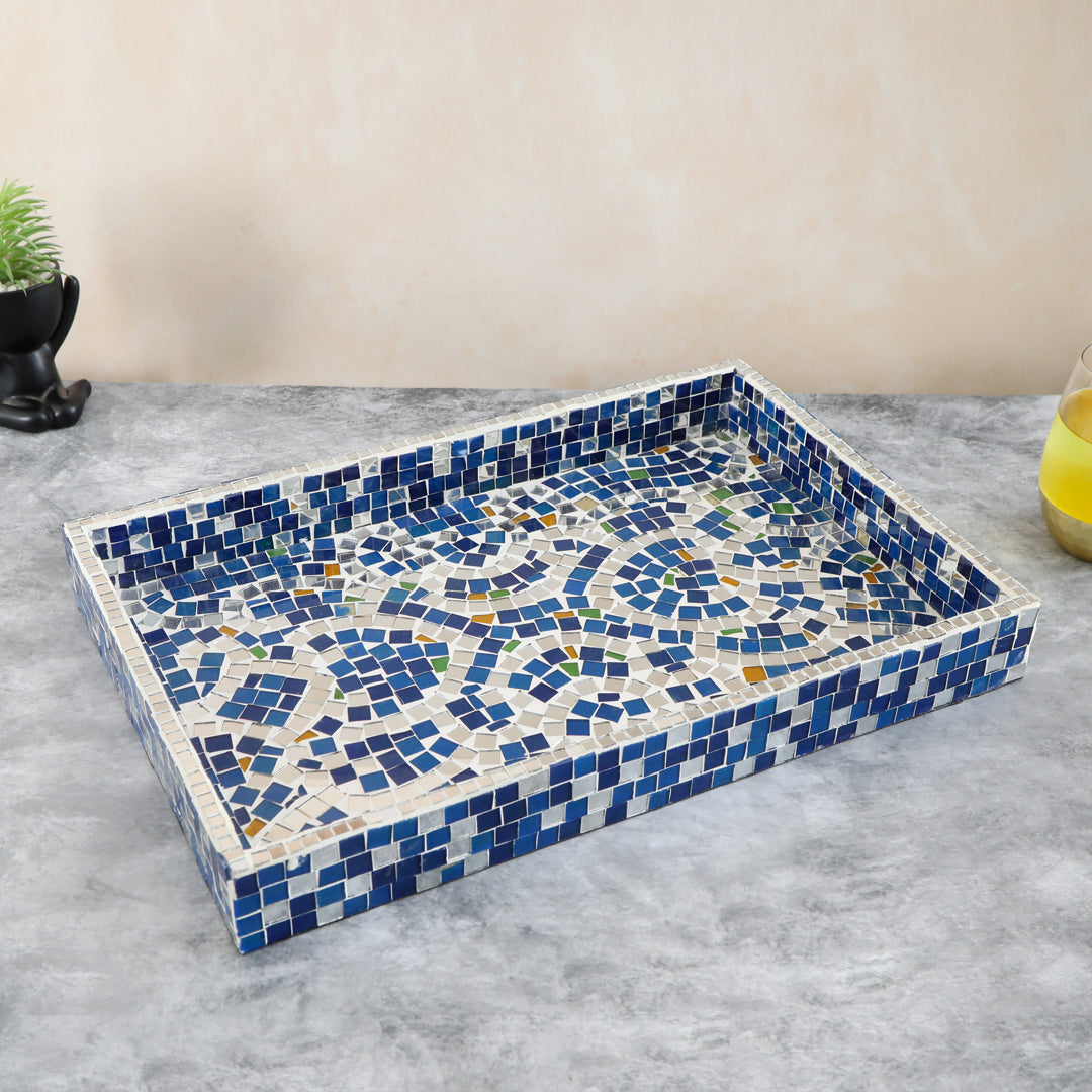 Tray - Blue Mosaic 1- The Home Co.