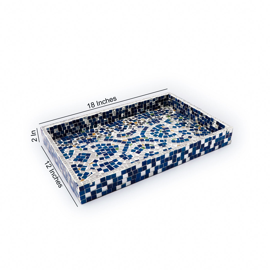 Tray - Blue Mosaic 5- The Home Co.