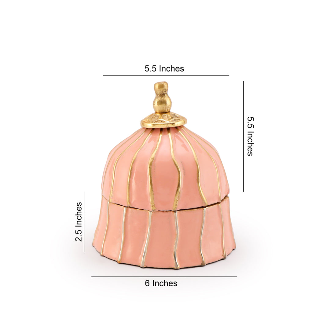 Large - Santorini Bell Shape Pink Metal Jar