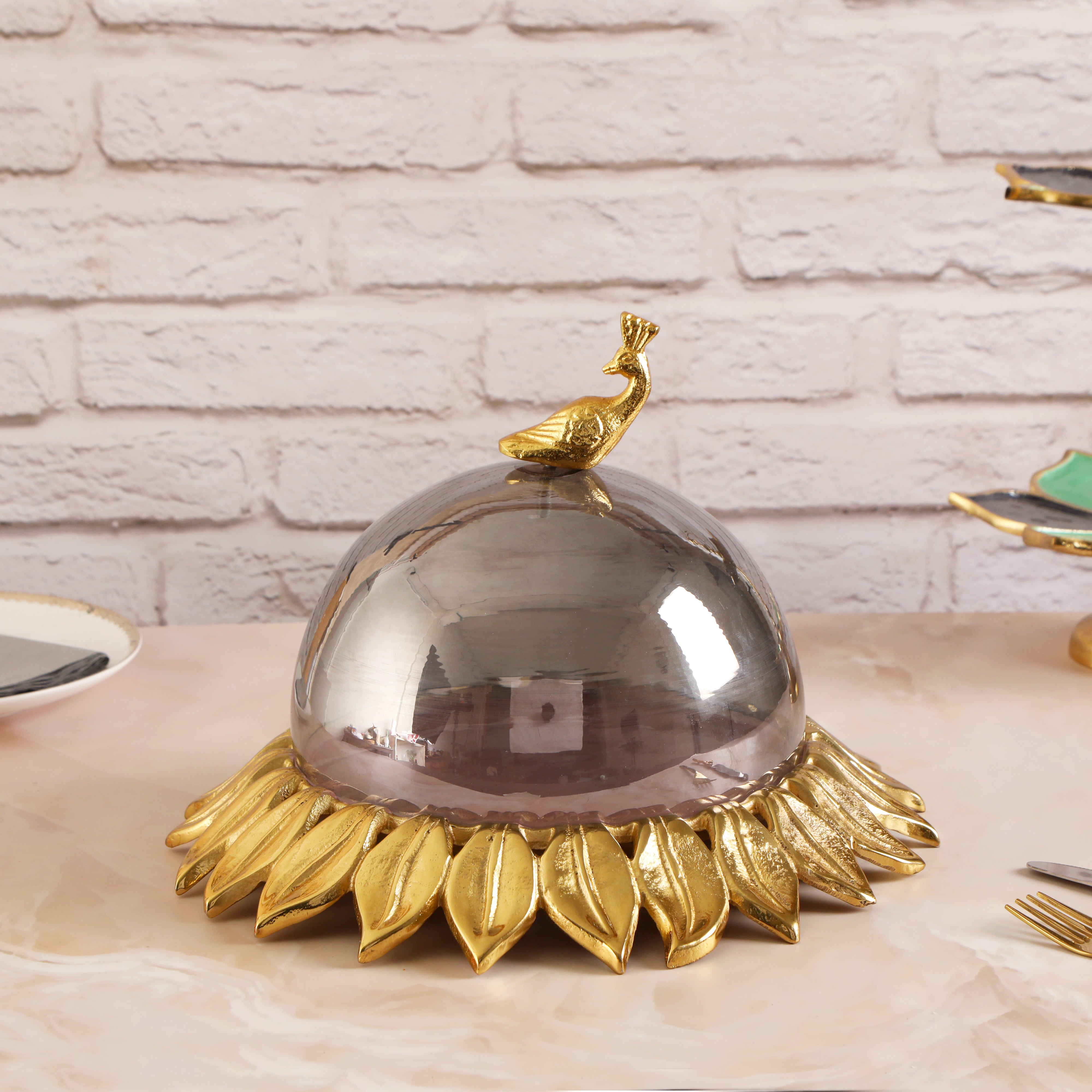 Cake Stand - Lotus Base With Peacock Dome