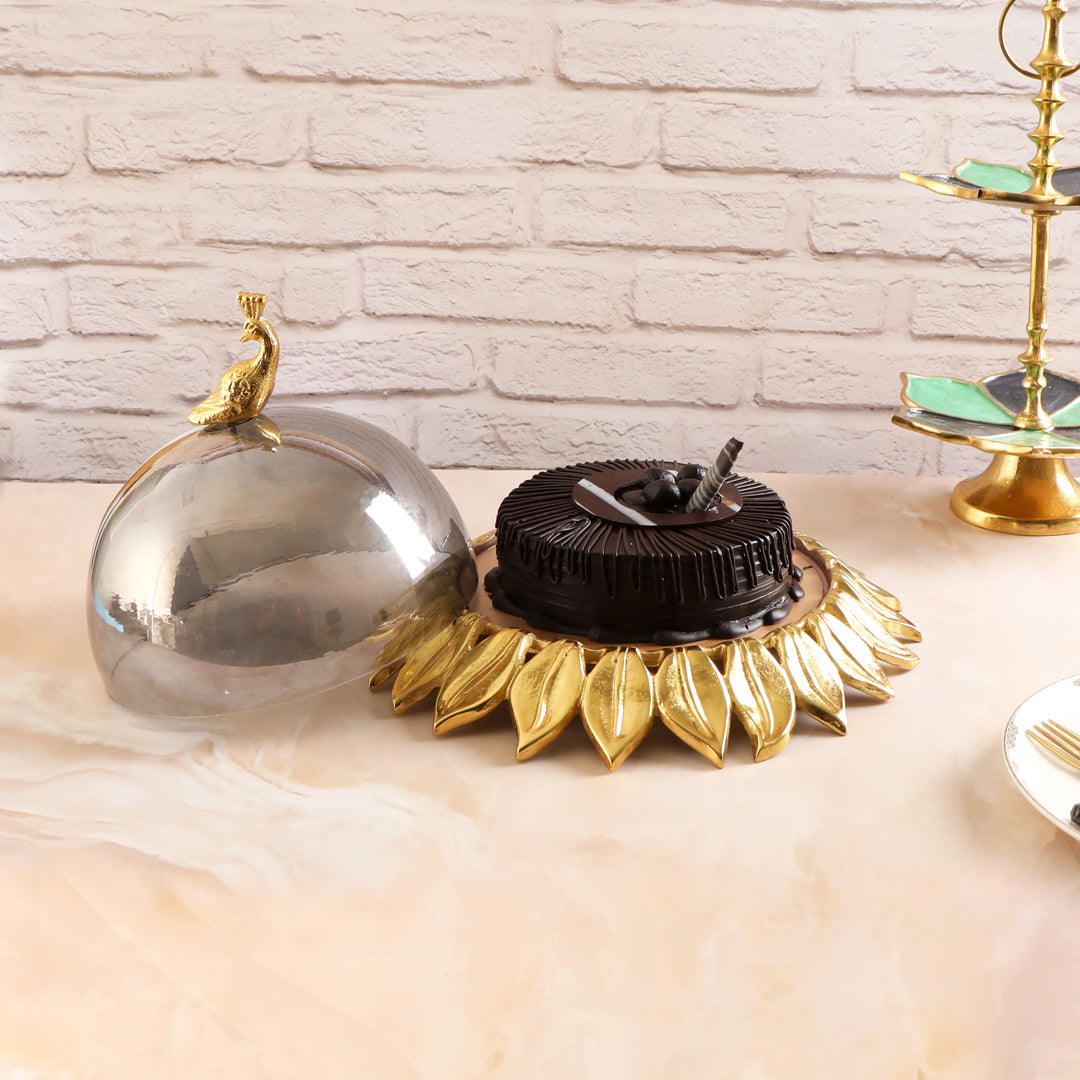 Cakestand - Lotus Base With Peaock Dome - The Home Co.