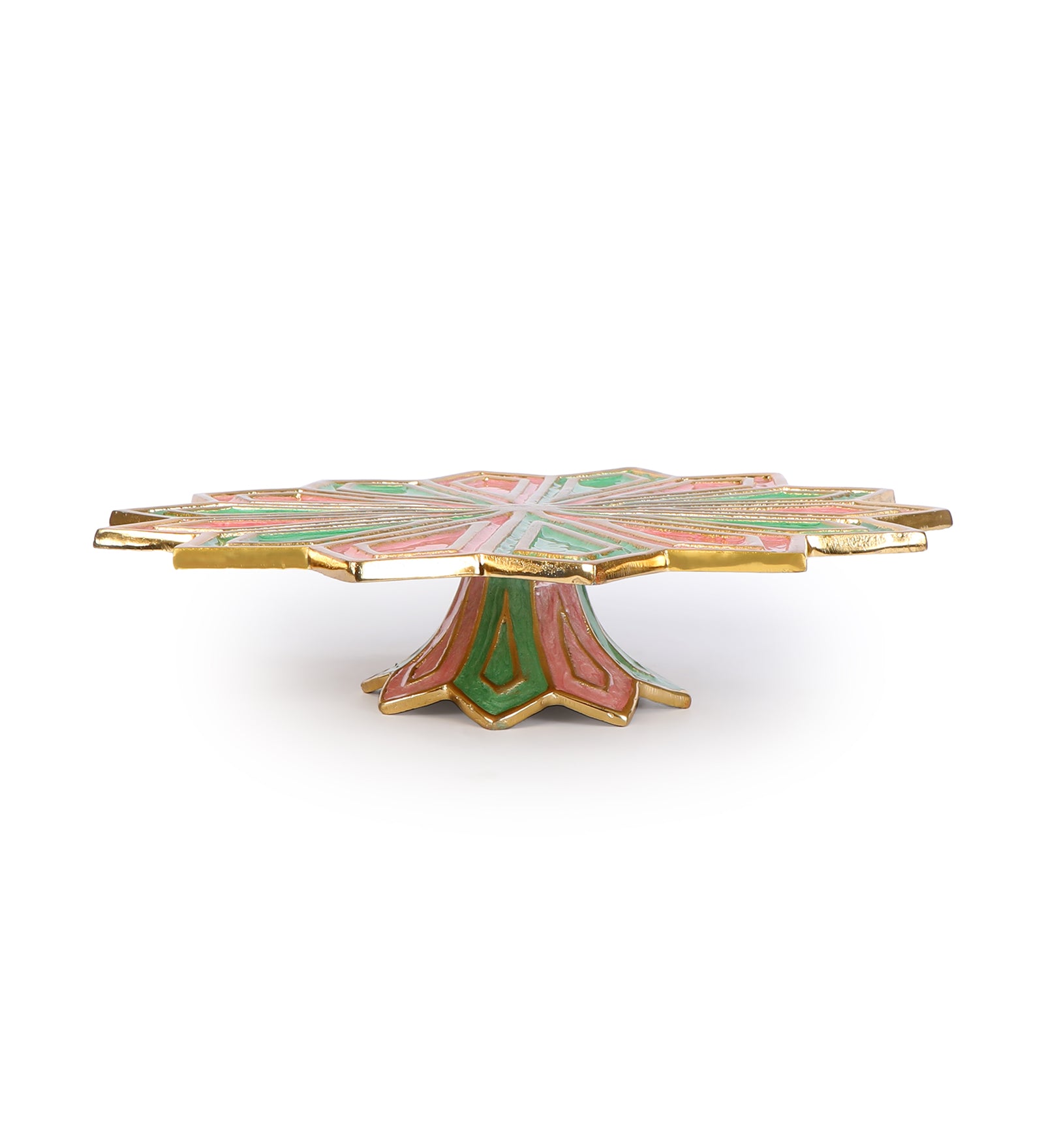 Cake Stand - Pink & Green Enamel