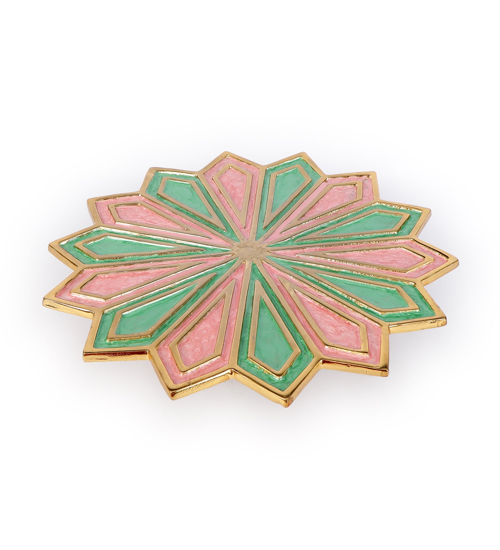 Cake Stand - Pink & Green Enamel