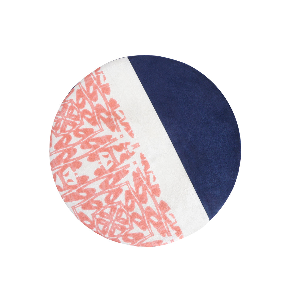 Pouffe - Blue , White & Peach