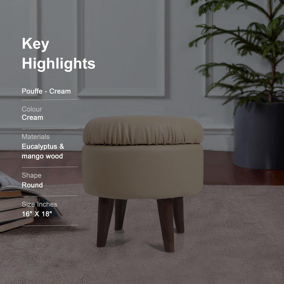 Pouffe Cream - Storage Pouffe