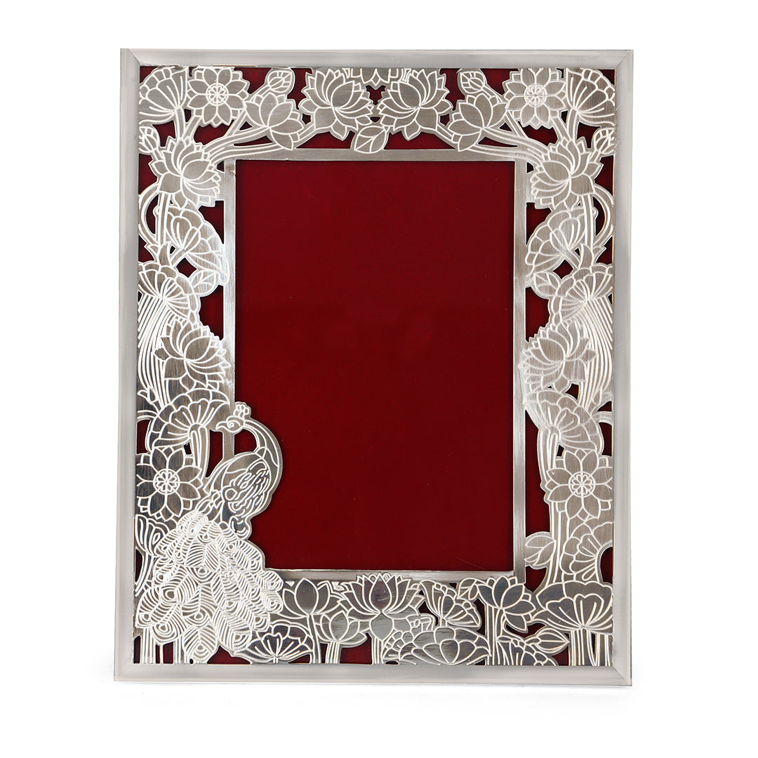 Silver Plated Peacock Photo Frame with Luxury Box