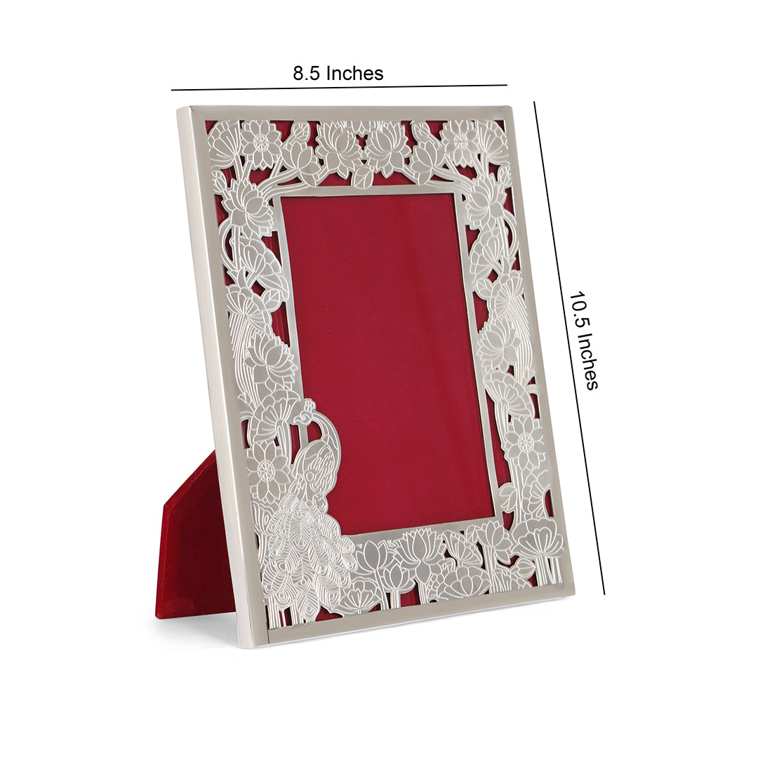 Silver Plated Peacock Photo Frame with Luxury Box
