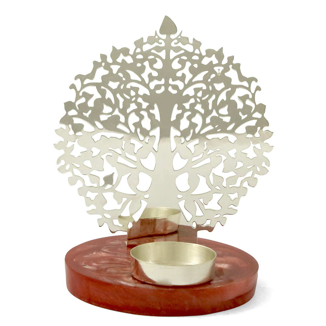 Silver Plated T-light Holder- Tree Of Life