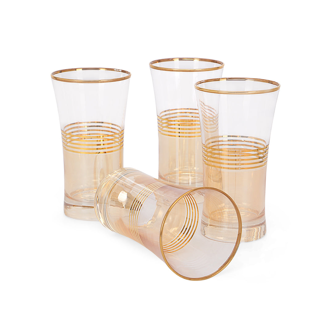 Water Glass Set - 5 Gold Lines Set Of 6