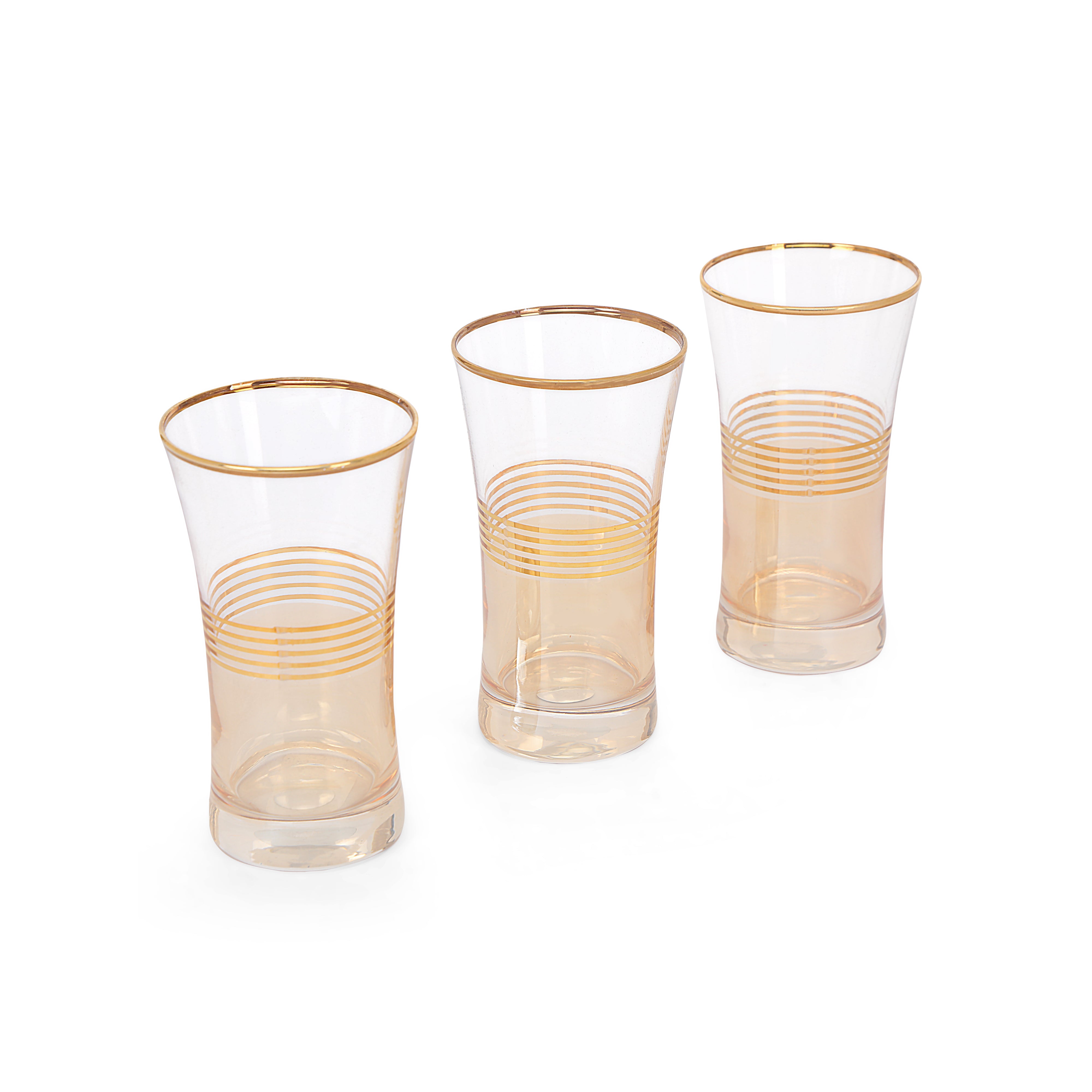 Water Glass Set - 5 Gold Lines Set Of 6