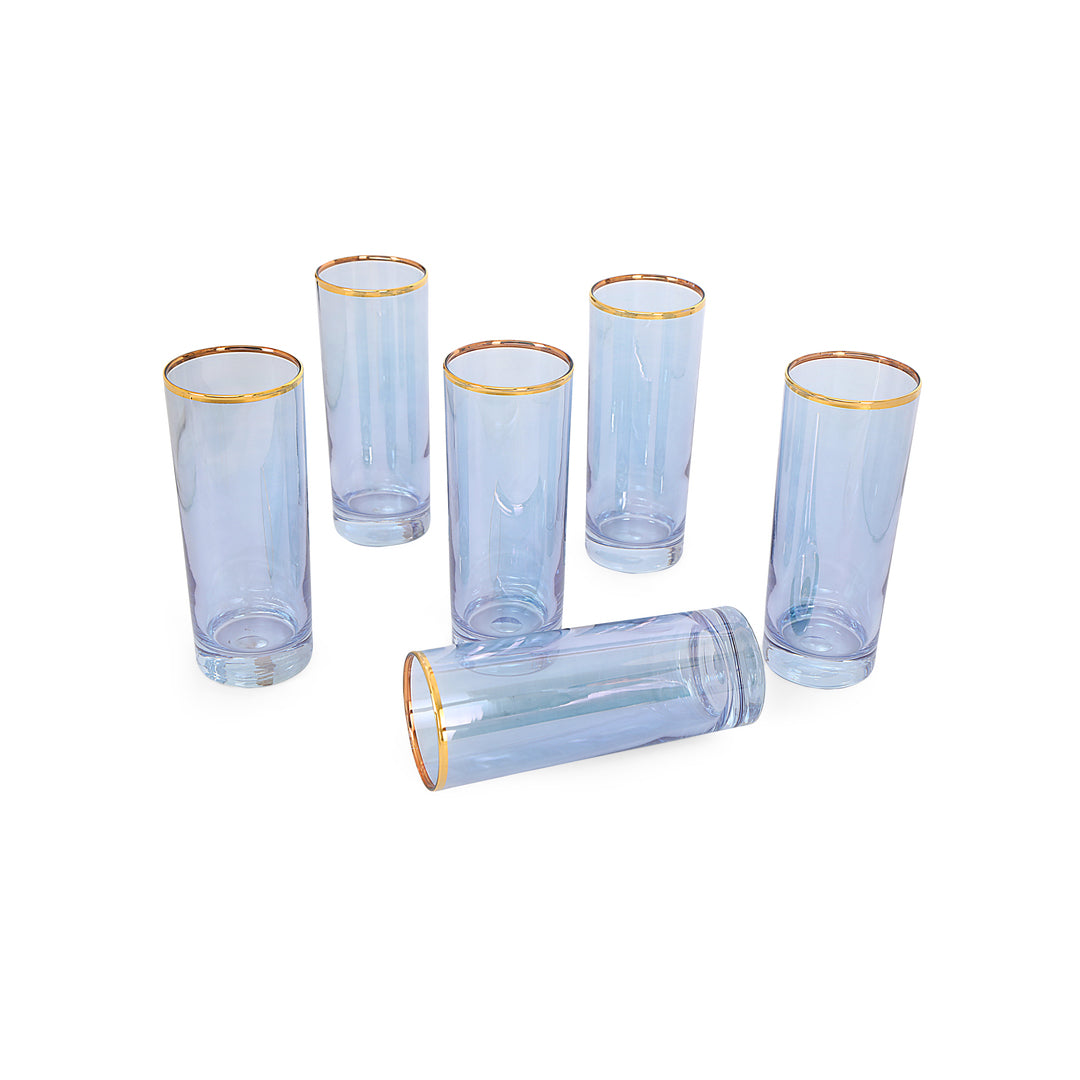 Water Glass Set - Blossom  Blue Set Of 6