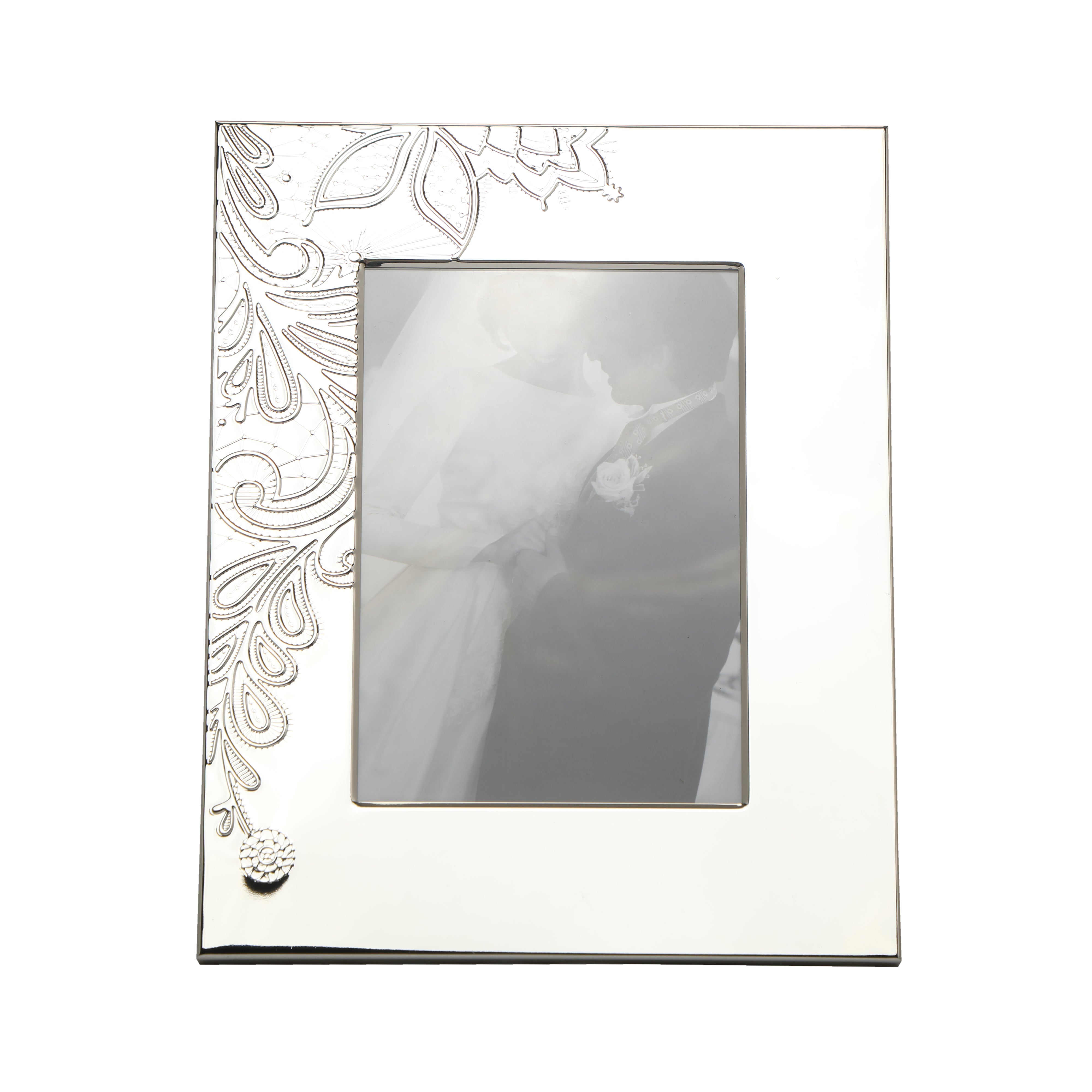 White Metal Photo Frame - Etched