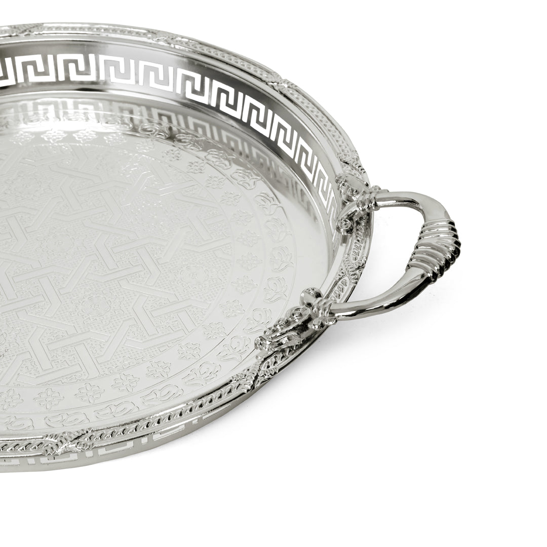White Metal - Versace Cut Round Tray Or Platter 3- The Home Co.