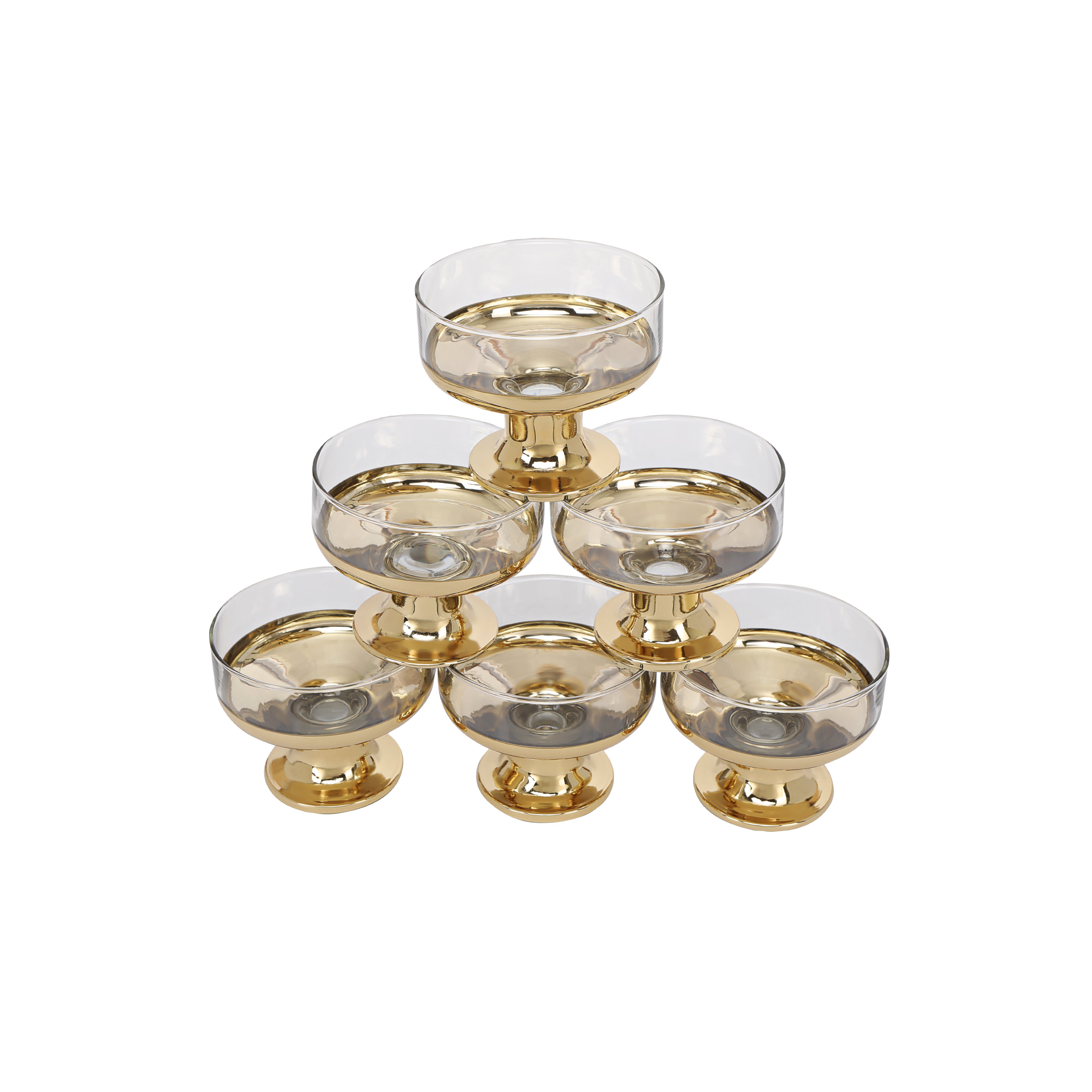 Ice Cream Bowl Set - Gold Chrome Set Of 6