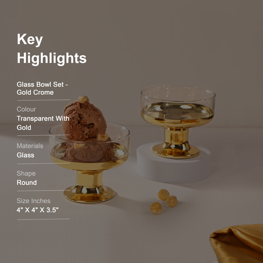 Glass Bowl Set - Gold Crome