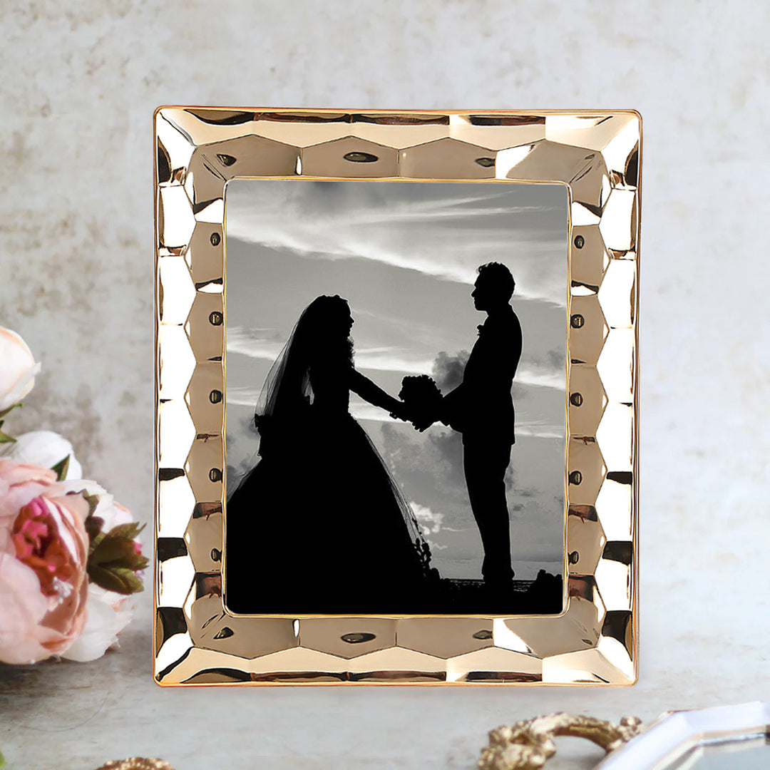 Gold Metal Photo Frame - Hexagon Photo Frame