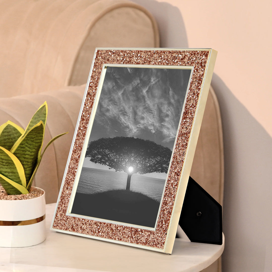White Metal Photo Frame - Rosegold Swarovski Photo Frame - The Home Co.